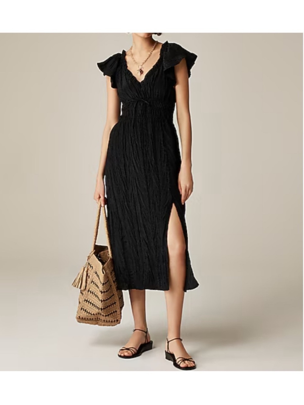 J. Crew NWT Palermo dress in viscose-blend crinkle